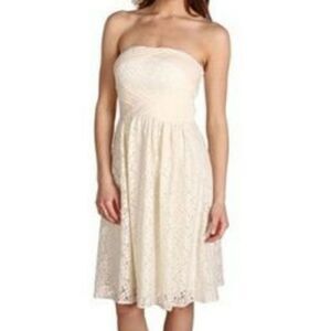 ‎Vince Camuto Dress Strapless Lace Knee Ivory